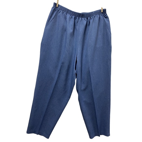 Briggs New York Pants - VTG Briggs Plus 24W Pleated Tapered Pants Blue Knit Officecore Academia